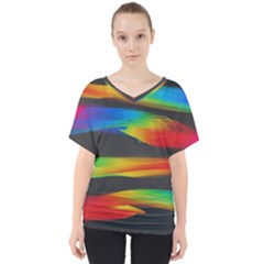 Colorful Background V-neck Dolman Drape Top