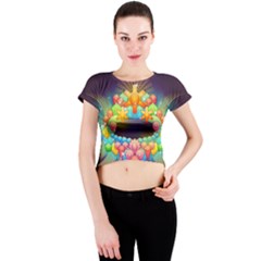 Badge Abstract Abstract Design Crew Neck Crop Top by Nexatart