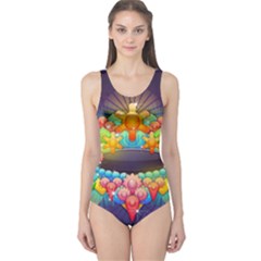 Badge Abstract Abstract Design One Piece Swimsuit by Nexatart