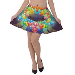 Badge Abstract Abstract Design Velvet Skater Skirt