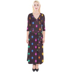 Lanterns Background Lamps Light Quarter Sleeve Wrap Maxi Dress by Nexatart