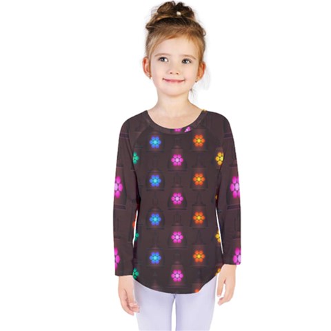 Lanterns Background Lamps Light Kids  Long Sleeve Tee by Nexatart