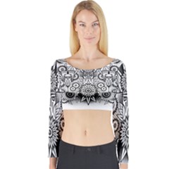 Forest Patrol Tribal Abstract Long Sleeve Crop Top by Nexatart