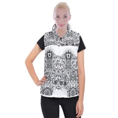 Forest Patrol Tribal Abstract Women s Button Up Puffer Vest by Nexatart