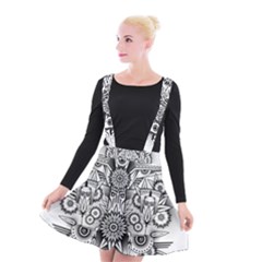 Forest Patrol Tribal Abstract Suspender Skater Skirt by Nexatart