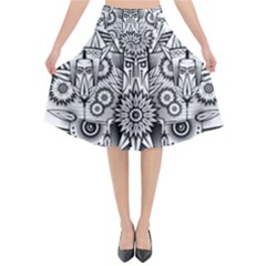 Forest Patrol Tribal Abstract Flared Midi Skirt by Nexatart