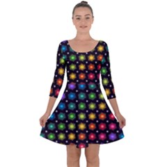 Background Colorful Geometric Quarter Sleeve Skater Dress