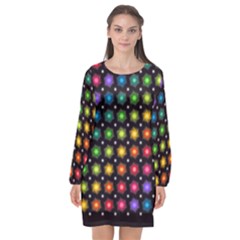 Background Colorful Geometric Long Sleeve Chiffon Shift Dress  by Nexatart