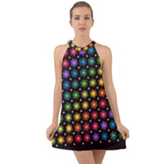 Background Colorful Geometric Halter Tie Back Chiffon Dress