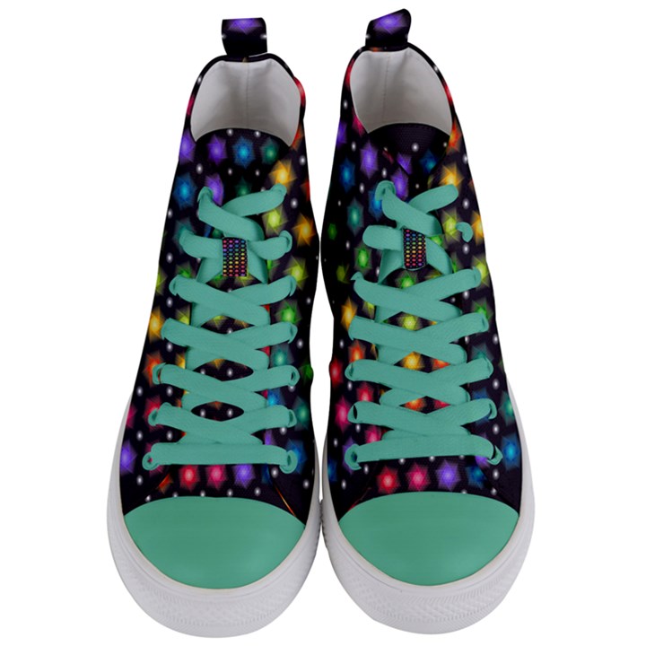 Background Colorful Geometric Women s Mid-Top Canvas Sneakers