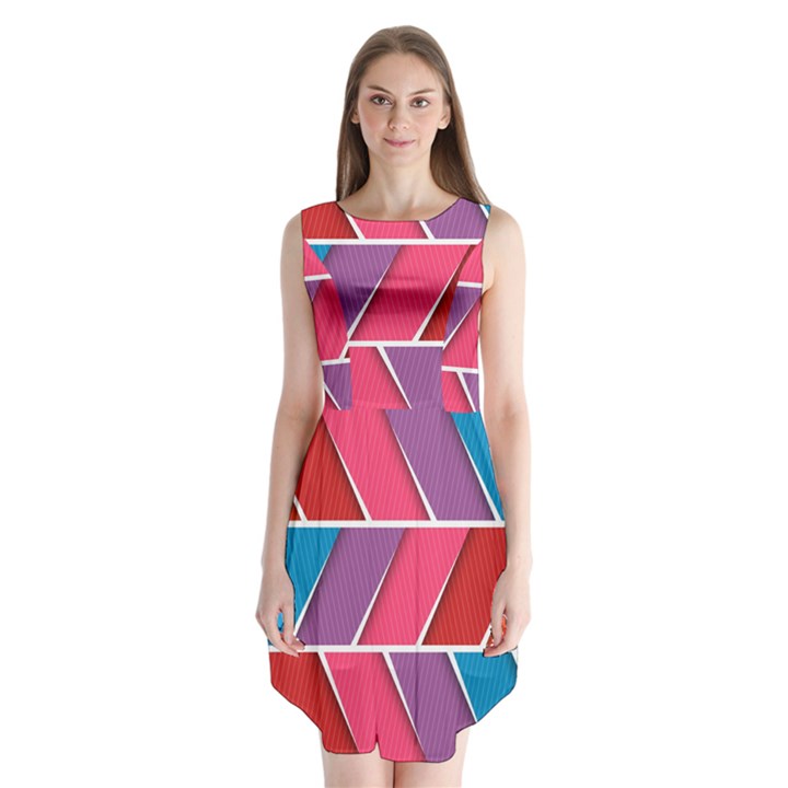 Abstract Background Colorful Sleeveless Chiffon Dress  