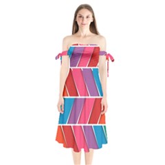 Abstract Background Colorful Shoulder Tie Bardot Midi Dress by Nexatart