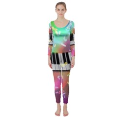 Piano Keys Music Colorful 3d Long Sleeve Catsuit