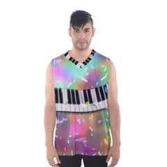 Piano Keys Music Colorful 3d Men s Basketball Tank Top by Nexatart