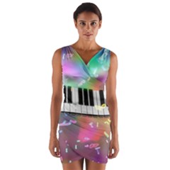 Piano Keys Music Colorful 3d Wrap Front Bodycon Dress by Nexatart