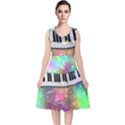 Piano Keys Music Colorful 3d V-Neck Midi Sleeveless Dress  View1