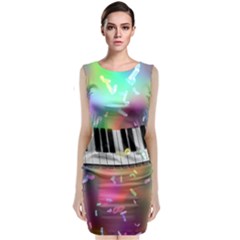 Piano Keys Music Colorful 3d Classic Sleeveless Midi Dress by Nexatart