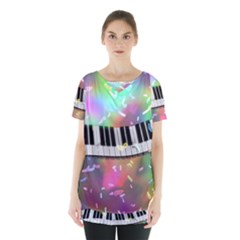 Piano Keys Music Colorful 3d Skirt Hem Sports Top by Nexatart