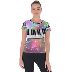 Piano Keys Music Colorful 3d Short Sleeve Sports Top  by Nexatart