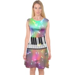 Piano Keys Music Colorful 3d Capsleeve Midi Dress by Nexatart