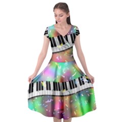 Piano Keys Music Colorful 3d Cap Sleeve Wrap Front Dress by Nexatart