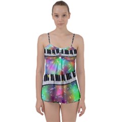 Piano Keys Music Colorful 3d Babydoll Tankini Set by Nexatart