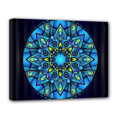 Mandala Blue Abstract Circle Canvas 14  X 11  by Nexatart