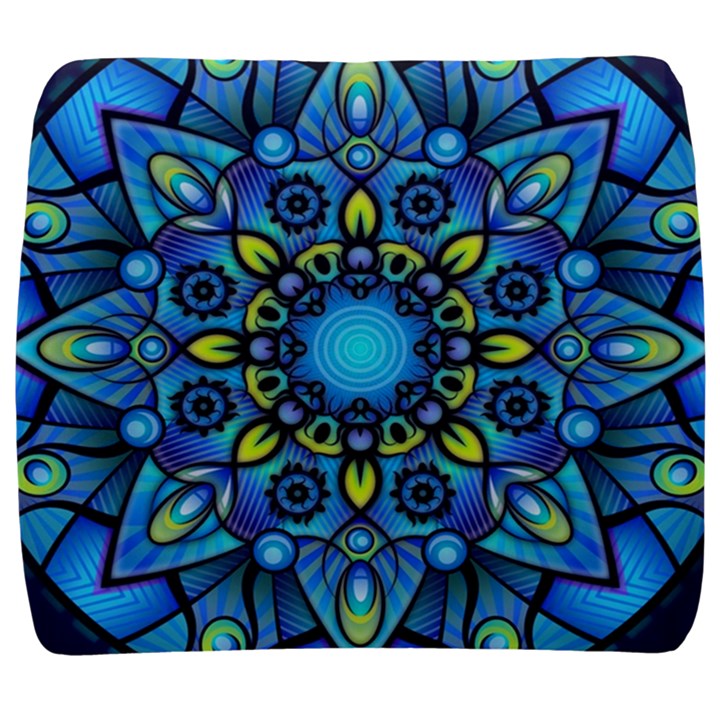 Mandala Blue Abstract Circle Back Support Cushion