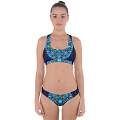 Mandala Blue Abstract Circle Cross Back Hipster Bikini Set by Nexatart