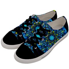 Mandala Blue Abstract Circle Men s Low Top Canvas Sneakers by Nexatart