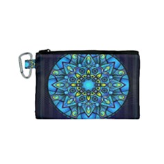 Mandala Blue Abstract Circle Canvas Cosmetic Bag (small)