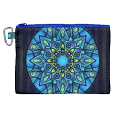 Mandala Blue Abstract Circle Canvas Cosmetic Bag (xl)