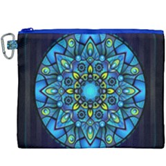 Mandala Blue Abstract Circle Canvas Cosmetic Bag (xxxl) by Nexatart