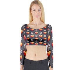 Love Heart Background Long Sleeve Crop Top by Nexatart