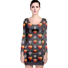 Love Heart Background Long Sleeve Bodycon Dress by Nexatart