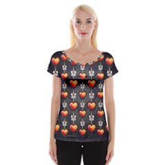 Love Heart Background Cap Sleeve Tops by Nexatart