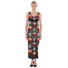 Love Heart Background Fitted Maxi Dress