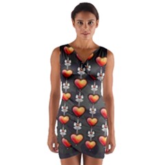 Love Heart Background Wrap Front Bodycon Dress by Nexatart