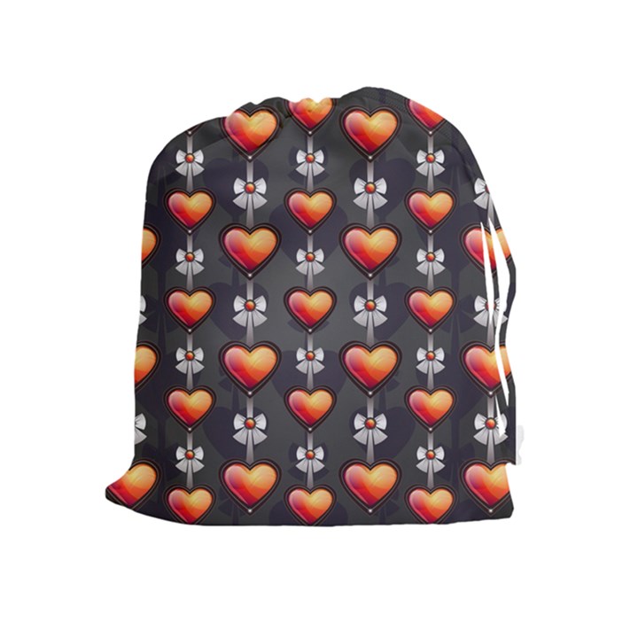 Love Heart Background Drawstring Pouches (Extra Large)