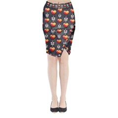 Love Heart Background Midi Wrap Pencil Skirt by Nexatart