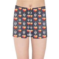 Love Heart Background Kids Sports Shorts by Nexatart