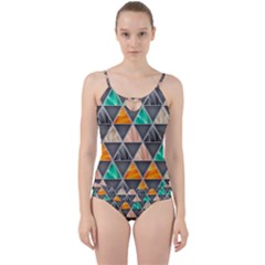 Abstract Geometric Triangle Shape Cut Out Top Tankini Set