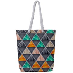 Abstract Geometric Triangle Shape Full Print Rope Handle Tote (small) by Nexatart