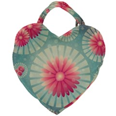 Background Floral Flower Texture Giant Heart Shaped Tote