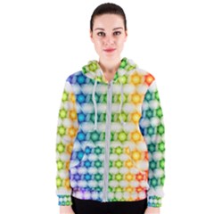 Background Colorful Geometric Women s Zipper Hoodie by Nexatart