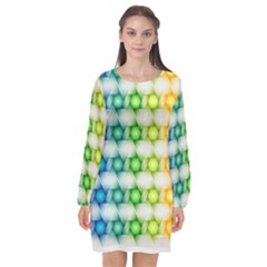 Background Colorful Geometric Long Sleeve Chiffon Shift Dress  by Nexatart