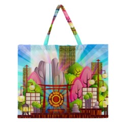 Zen Garden Japanese Nature Garden Zipper Large Tote Bag by Nexatart