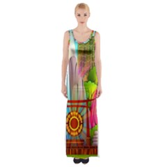 Zen Garden Japanese Nature Garden Maxi Thigh Split Dress by Nexatart