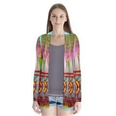 Zen Garden Japanese Nature Garden Drape Collar Cardigan by Nexatart