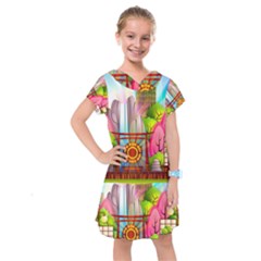 Zen Garden Japanese Nature Garden Kids  Drop Waist Dress by Nexatart